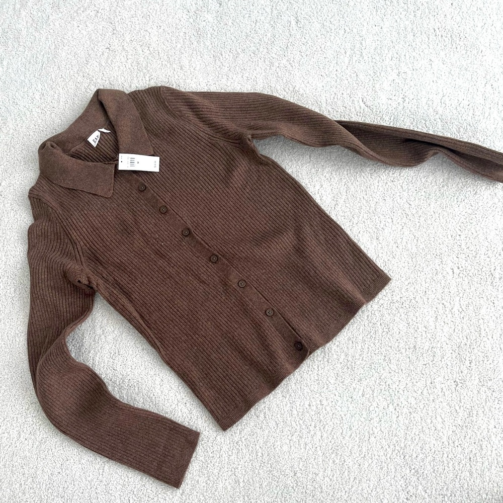 Gap brown thick button down thermal sweater boys shirt, brand new with tags